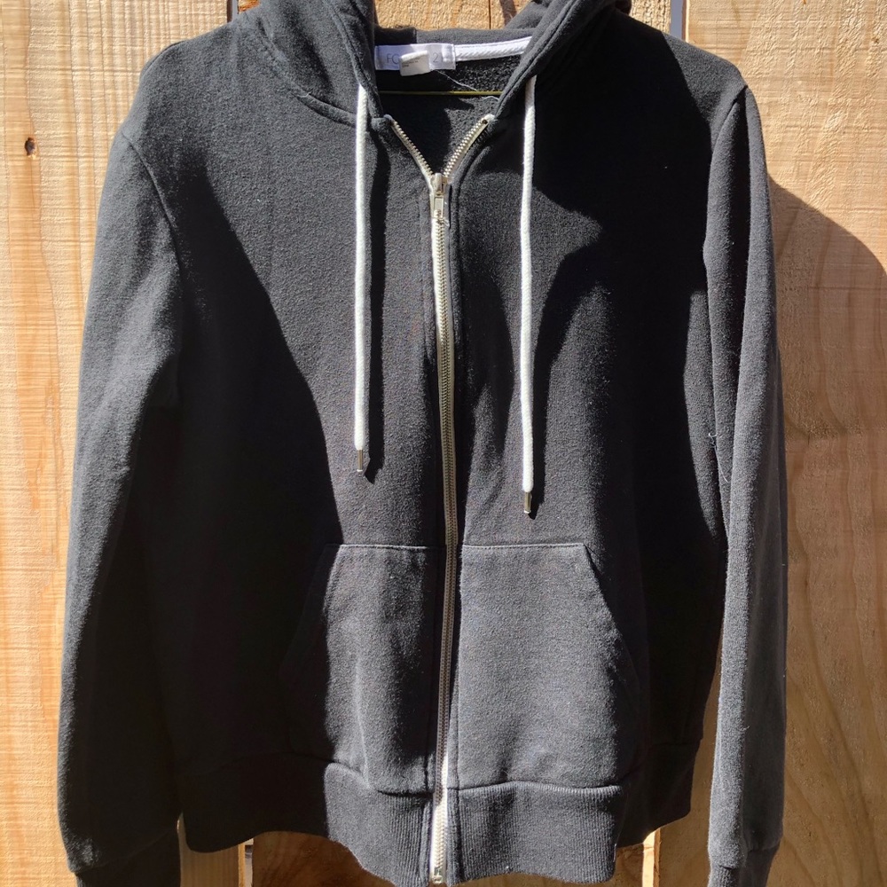 black zip up hoodie